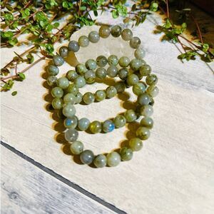 Natural Labradorite Beaded Stretch Bracelet
